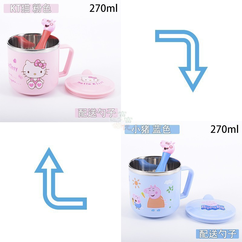 儿童水杯家用304不锈钢带盖可爱卡通小孩宝宝幼儿园喝水口杯防摔|undefined