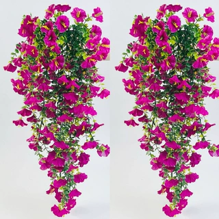 户外庭院尤加利牵牛花家居婚礼装饰壁挂藤条花藤绿植仿真花批发
