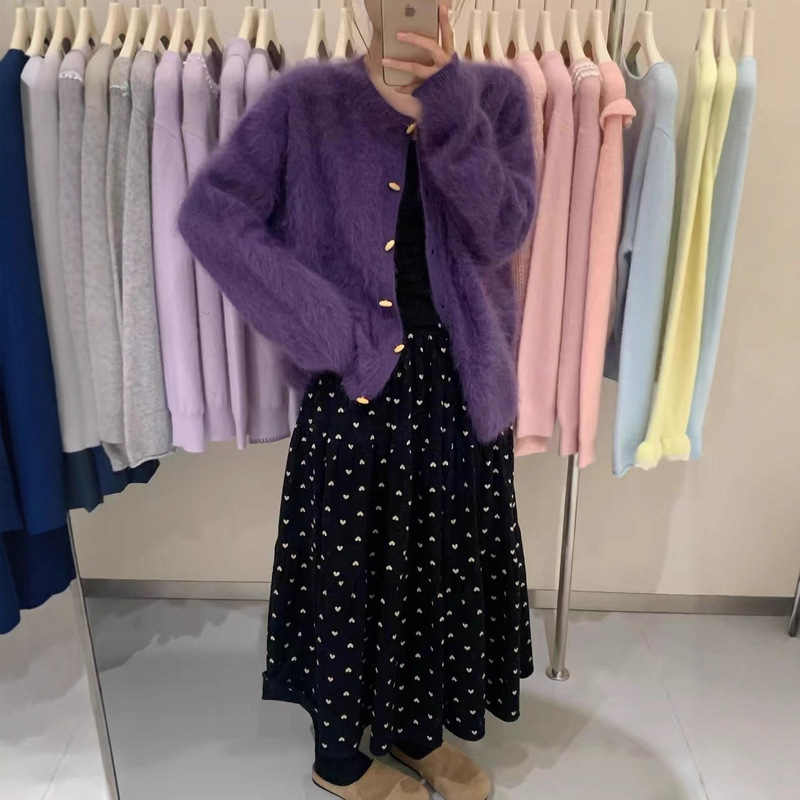 [High-End Luxury Goods] Cashmere Brushed Cardigan 67.5kg Inner Unique Product 1760712082003