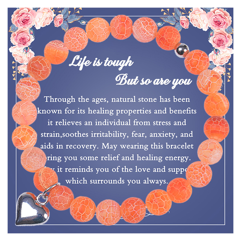 Fashion Heart Shape natural stone Agate Beaded Bracelets 1 Piece