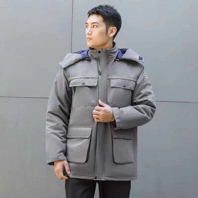 冬の作業服静電気防止綿服男性綿服は保温中長ガソリンスタンドの石化労働保護綿服を厚くしてカスタマイズした|undefined