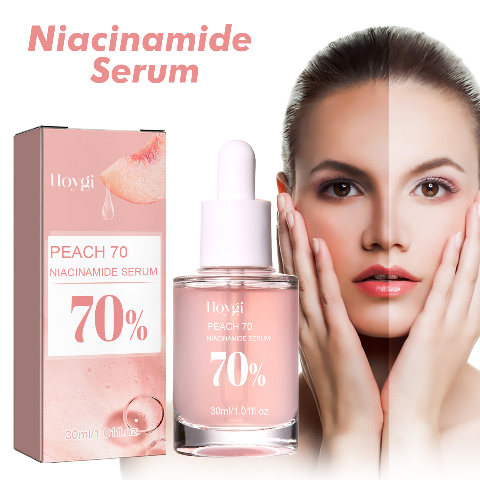 Hoygi Niacinamide Essence Tightens Pores, Moisturizes, Fades Acne Scars, Fine Lines, Spots, Smoothes Skin, Hydrates, and Brightens the Skin
