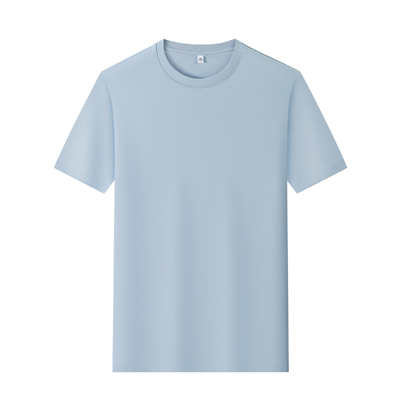 80 hombres de hombro recto, lujo ligero, alta calidad, color sólido, media manga, camiseta de manga corta, algodón de caballo, camiseta para hombres, personalización de verano