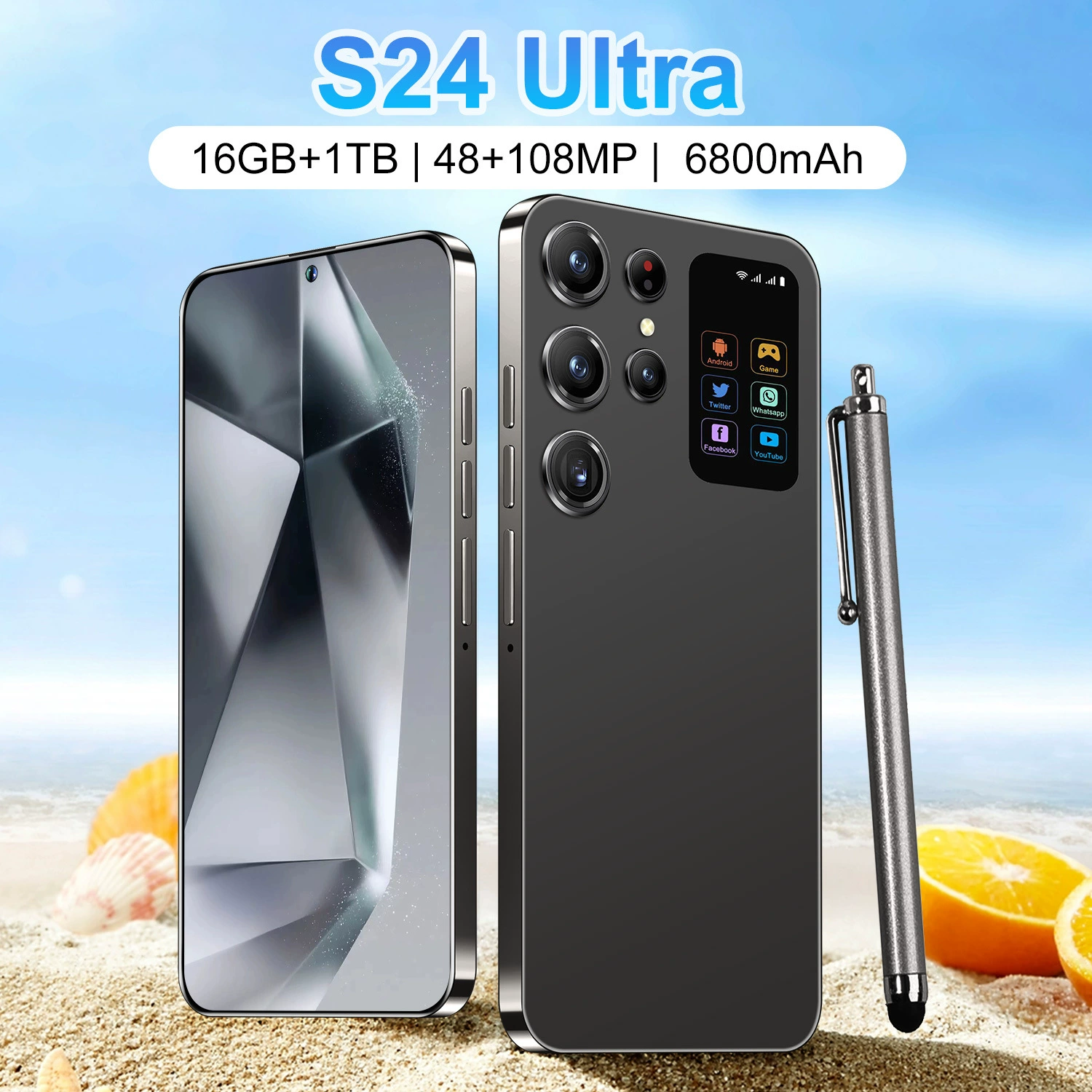 Мобильный телефон S24 Ultra, 16 ГБ, Android 14, широкий экран, 5G