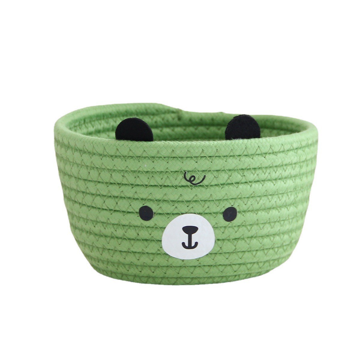 Oso caja de almacenamiento de cuerda de algodón tejida a mano cesta de almacenamiento de escritorio imitación ratán dibujos animados creativo almacenamiento lindo