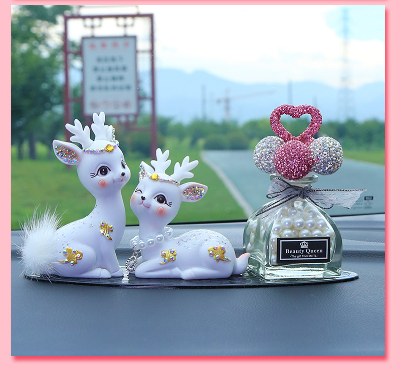 New Car Interior Decoration Ornament: "Safe Journey" Deer, High-End Goddess Dashboard Cloud Deer for Vehicles