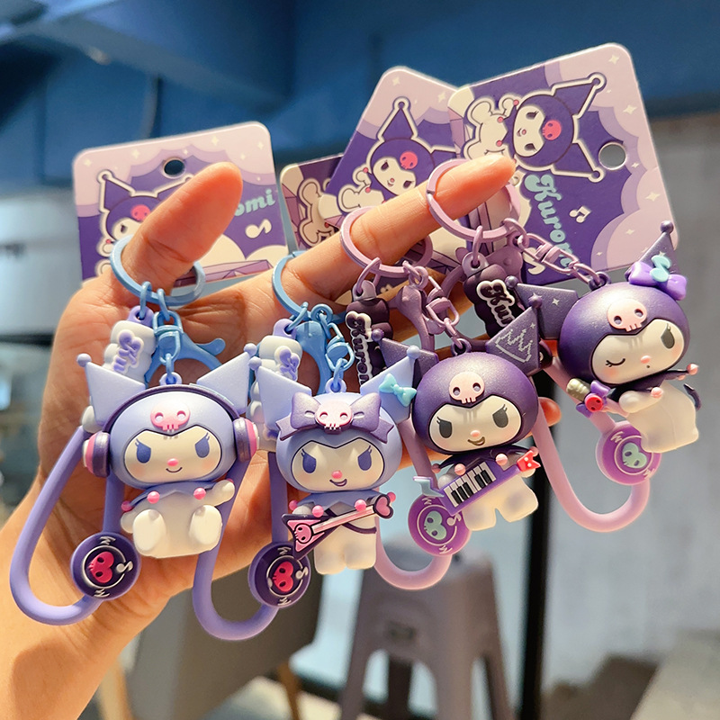 Cartoon Genuine Personality Creative Audio Party Kuromi Kuromi Doll Keychain Women's Cute Bag Hanging Accessories