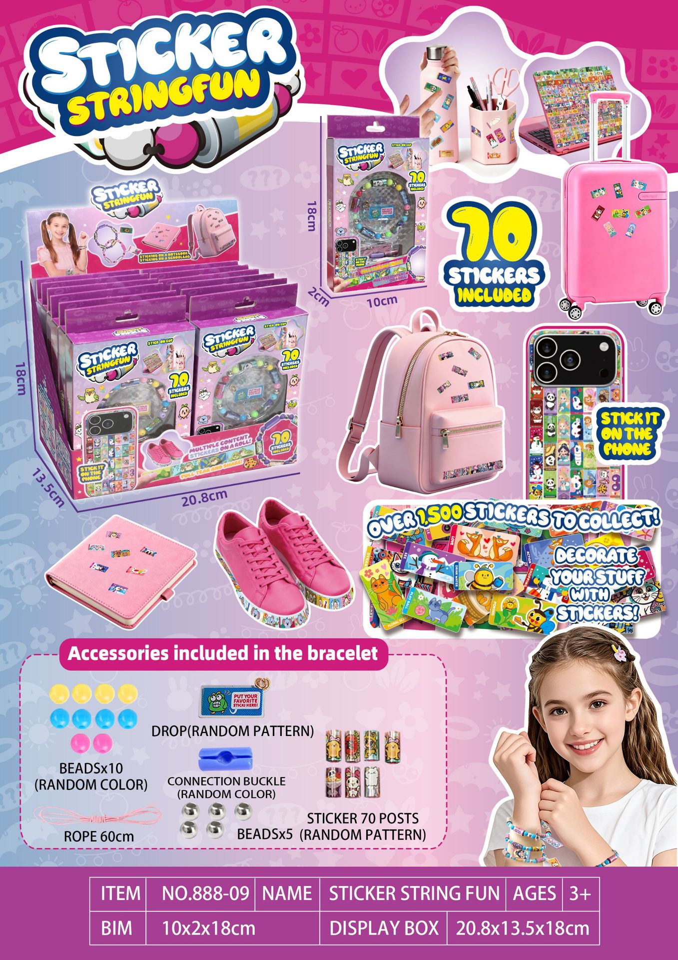 Pegatinas de juguetes para niños pulseras STICKI ROLL productos acabados creativos accesorios pegatinas de cuentas transfronterizas