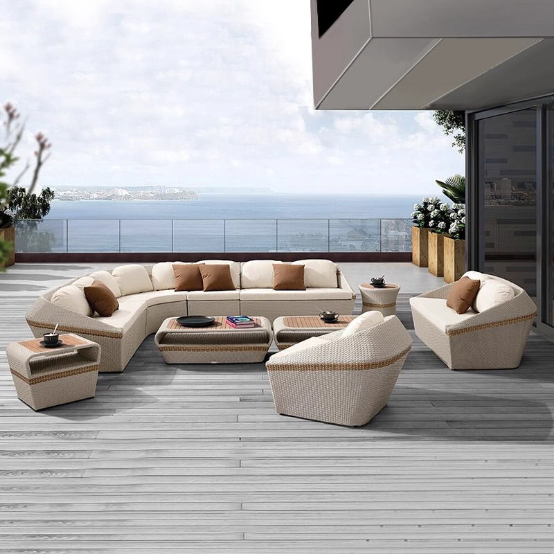Combinación de sofá al aire libre de alta calidad villa ocio sofá al aire libre de ratana jardín al aire libre patio muebles de casa modelo