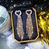 Retro long advanced earrings with tassels, European style, diamond encrusted, bright catchy style, high-quality style, internet celebrity, wholesale