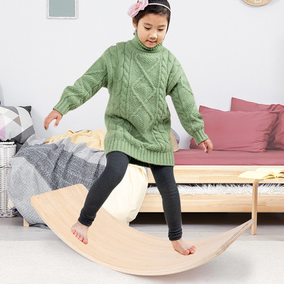 儿童平衡板感统训练跷跷板瑜伽木制弯曲木室内双人跷跷板平衡玩具