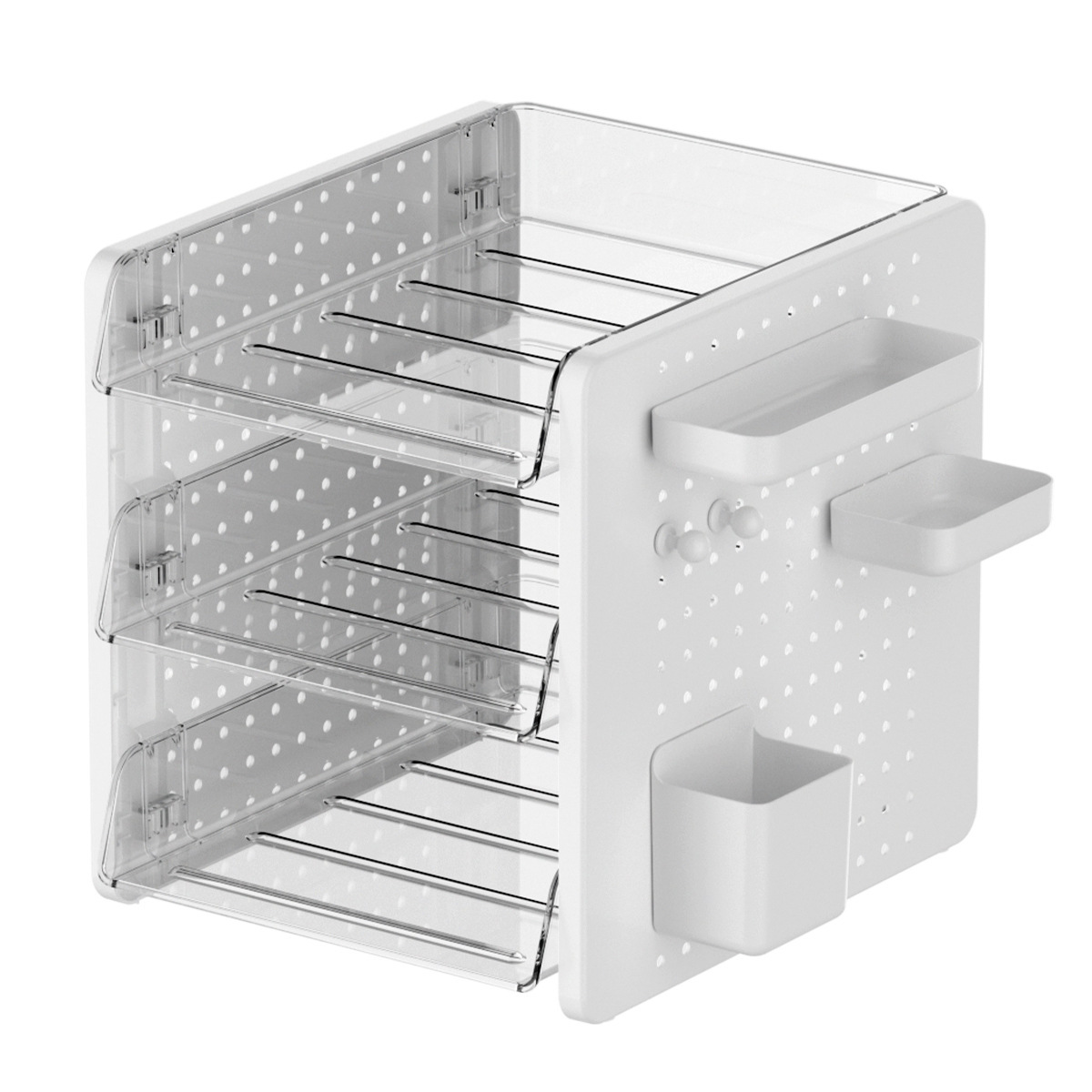 Estante de papelería y cosméticos de la Caja de almacenamiento de la placa de agujero de la mesa, estante de organización de documentos de artefactos de la estación de trabajo de la Oficina del escritorio