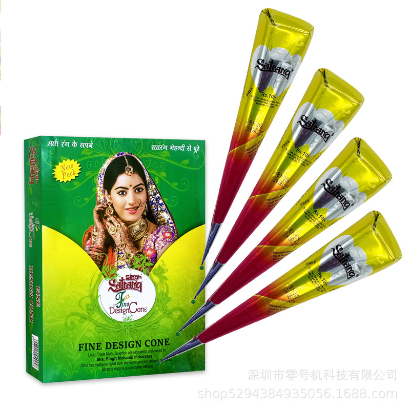 Indian Henna Cream Pure Plant Anti-Color Waterproof Long-Lasting Export Special Temporary Tattoo Hand-Painted Cream Body Painting Brown Supply