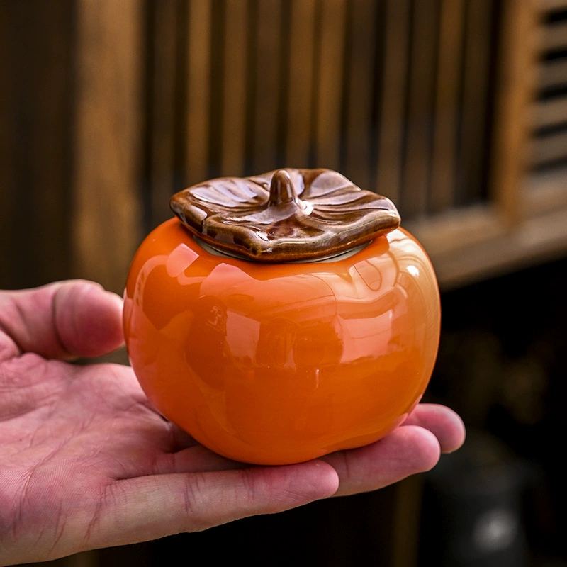 Керамическая банка для чайного дыни persimmon, маленькая банка для хранения, герметичная банка конфеты, свадебная сувенирная банка, герметичная, влагозащита