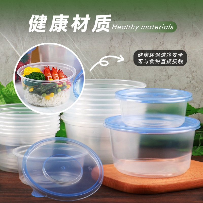 Caja de comidas desechable redonda con cubierta tazón de sopa de grado alimenticio resistente a altas temperaturas puede calentarse por microondas caja de embalaje para llevar 1000ml image 3