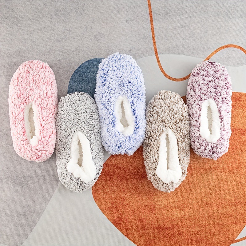 外贸s Soft Sole Slipper Socks with Grippers Thick Warm Cozy
