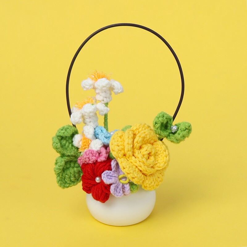 完成したウールひまわり鉢植えスズラン造花チューリップデスクトップ装飾品バレンタインデー教師クラスメートギフト|undefined