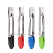 淄博烧烤硅胶食物夹BBQ烧烤夹7寸不锈钢硅胶食品夹面包烘培牛排夹