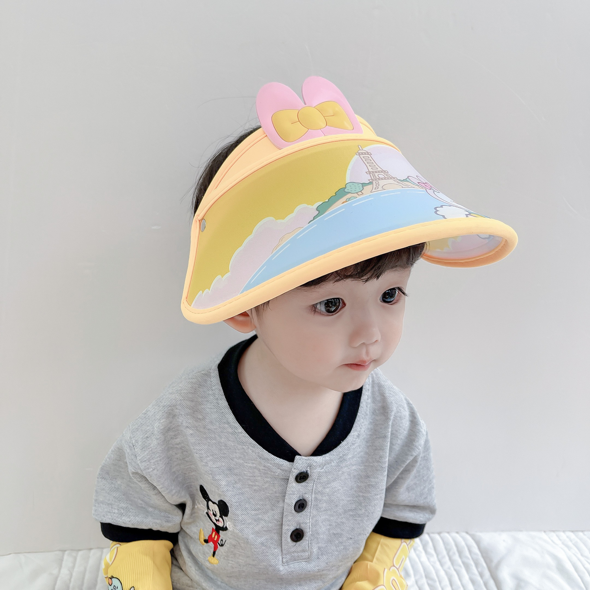 Children's Sunshade Anti-ultraviolet Empty Top Hat Cute Cartoon Butterfly Elastic Adjustment display picture 1