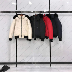 跨境货源男女款剪刀羽绒服Men Fox Fur Hooded Bomber Down Jacke