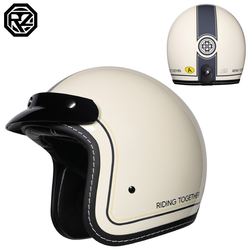 Orz casco de motocicleta para hombres y mujeres certificado 3C 3/4 casco retro medio casco locomotora viajero cuatro estaciones Bluetooth