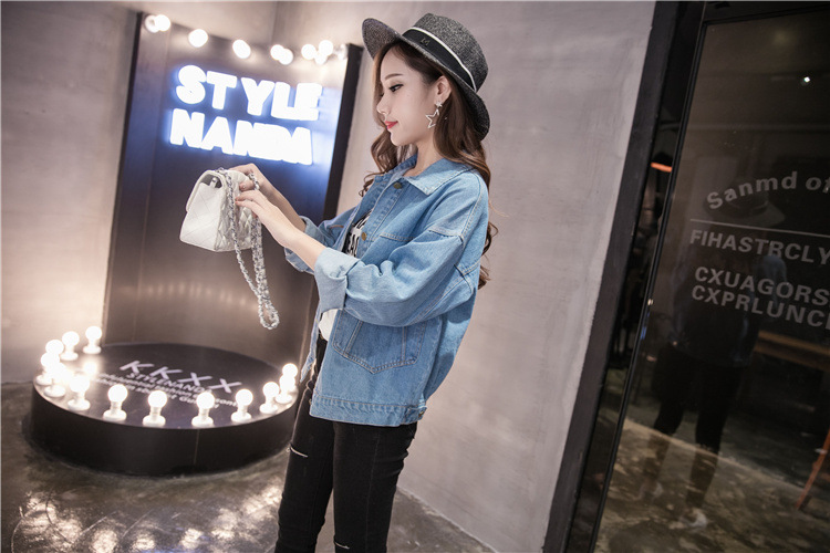 595g Weight Denim Jacket Outerwear Type Long Sleeve Sleeve Length Single Breasted Placket Type Denim Fabric Type Regular Top Length Coat Tops Type Casual, Daily Occasion Turndown, Hooded Neckline Loose Fit Type Color Block Pattern Spring, Autumn Season Women's Gender Printing Design Streetwear Style Women's Streetwear Color Block Printing Single Breasted Coat Denim Jacket 16