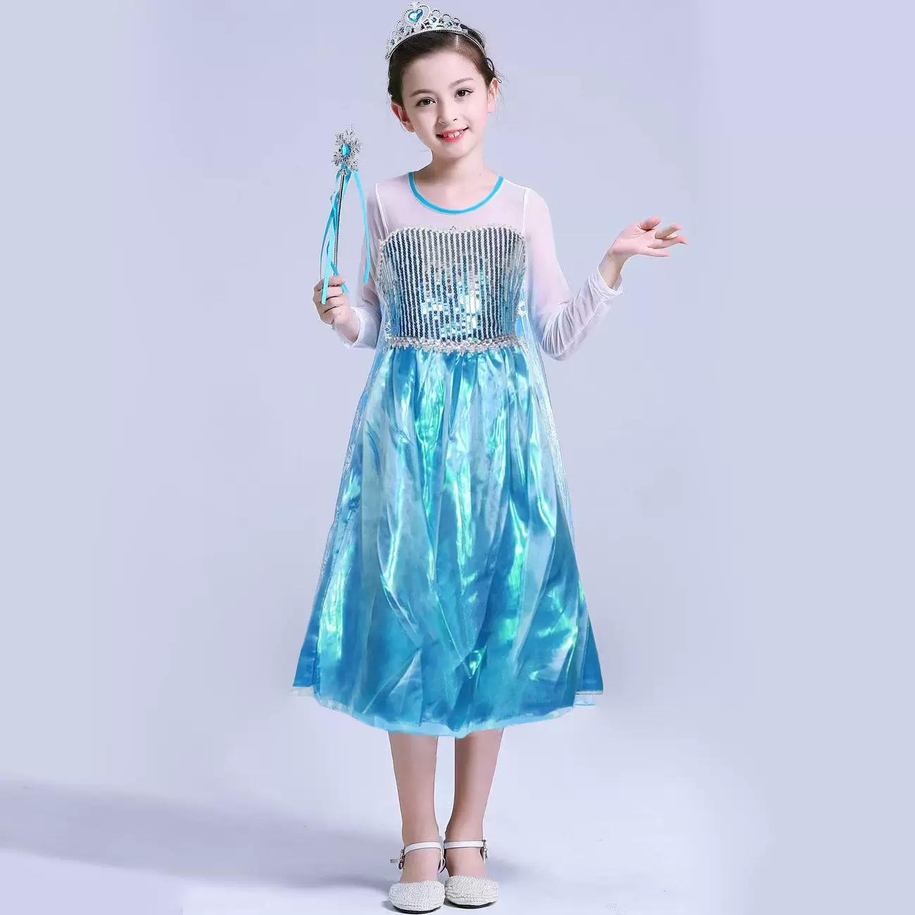 冰雪奇缘公主裙 欧美圣诞角色扮演礼服Elsa亮片女童连衣裙子批发