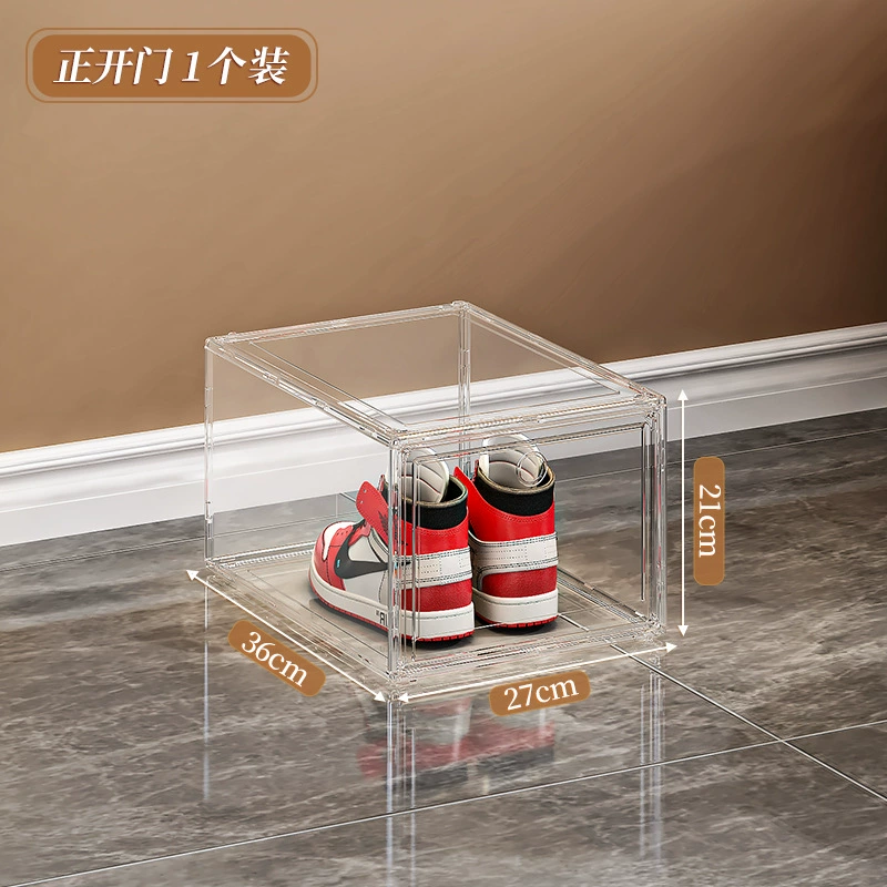 Shuhui Clear Acrylic Storage Box for Shoes, Bags, Purses & Minifigures; stackable, side/top openings, 34x26x18 or 36x27x21