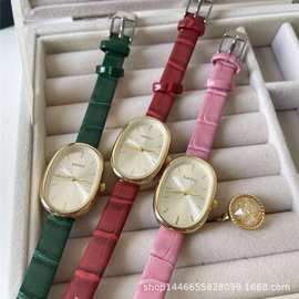 椭圆表盘皮带手表石英机芯静音女表时尚腕表直播福利款货源批发