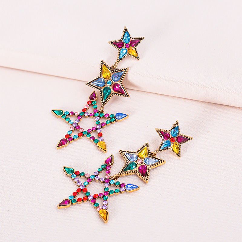 European and American fashion fivepointed star earringspicture4