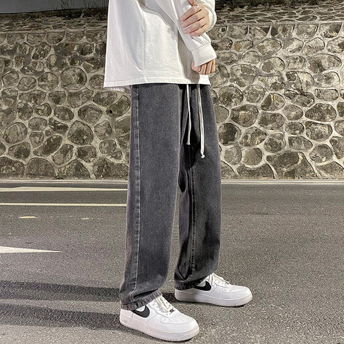 Southeast Asia summer new style jeans, men's loose wide-leg pants, men's Hong Kong style, ins, fashion brand straight pants, men