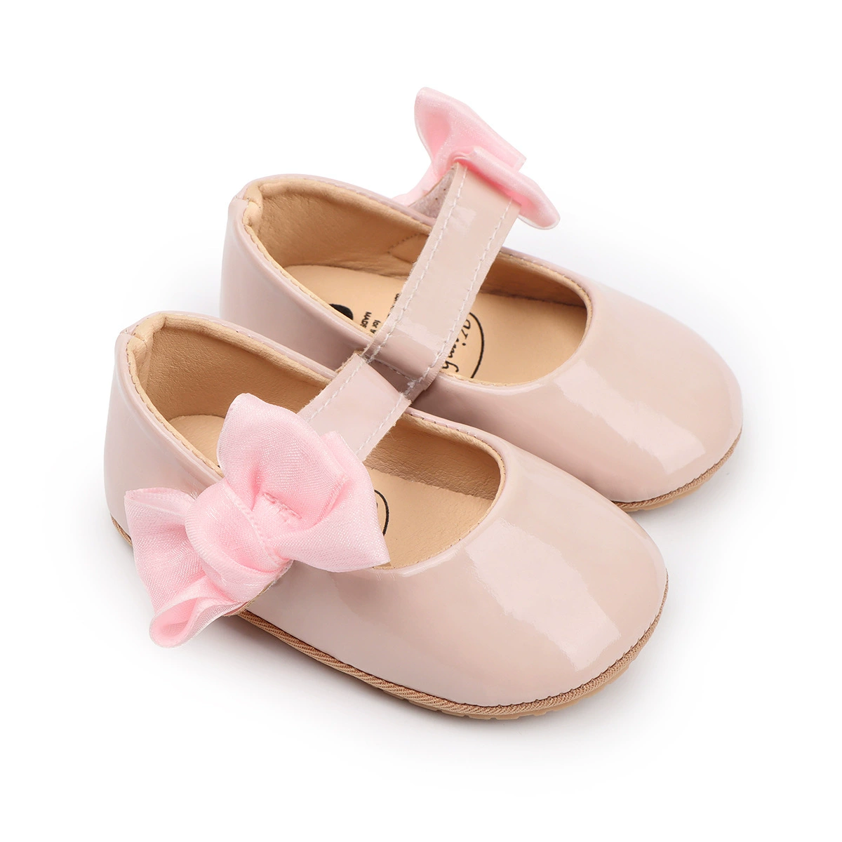 Children's polyurethane non-slip footwear for early age, sports shoes with bow for new born, 0-1 years, soft sole