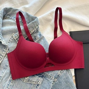 Red Benmingnian lifting small chest gathered to show large upper support anti-sagging accessory breasts rimless comfortable seamless bra