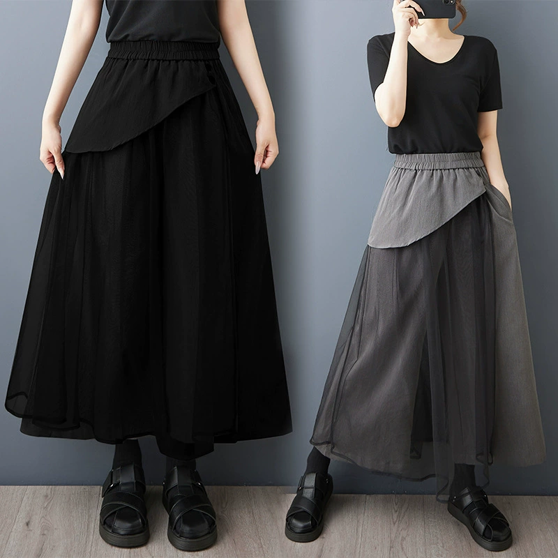 Настоящая фотография летних новых стильных повседневных брюк из японской сетки, универсальных свободных утягивающих широких брюк в ленивом стиле с девятью точками.