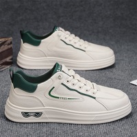 New men's shoes, one foot white flat shoes, sports and trendy shoes, versatile and casual men's leather shoes