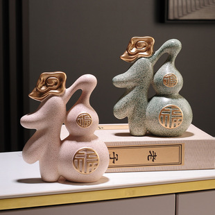 New Chinese Style Gourd Ornaments with the Word "Fu" for the Living Room, New House Housewarming Gifts, Entrance Wine Cabinet, Desktop, Simple Home Decorations
