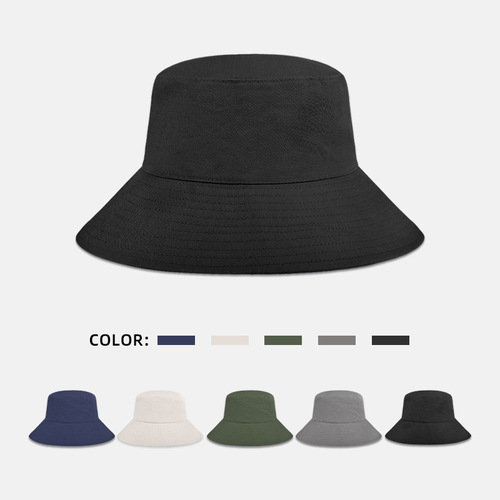Black fisherman hat men's trendy summer hat large head circumference Japanese sun protection hat double-sided men's sun hat thin sun protection