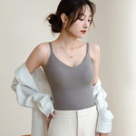 直播吊带背心新升级一体式带胸垫聚拢防下垂冰丝无痕美背打底