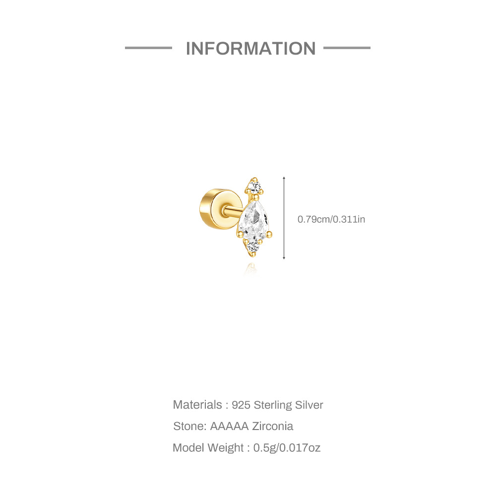 5g Weight Opal, Zircon Inlay Material Ear Studs Classification Ear Cartilage Rings & Studs Piercing Type 1 Piece Quantity Holiday, Daily Occasion 925 Sterling Silver Material Geometric Pattern Unisex Gender Simple Style, Classic Style Style 1 Piece Ear Cartilage Rings & Studs Simple Style Classic Style Geometric 925 Sterling Silver Opal Zircon Ear Cartilage Rings & Studs 4