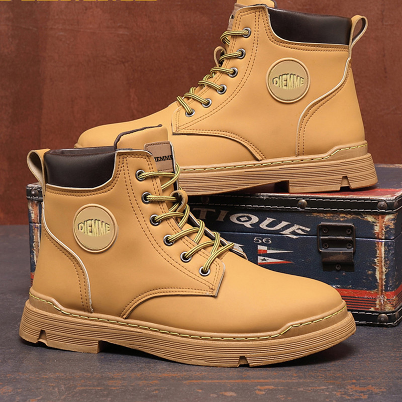 Botas Martin transfronterizas, botas de cuero cómodas de suela gruesa de cuero al por mayor para hombres y mujeres, botas de mujer con cordones de alta calidad informales y modernas