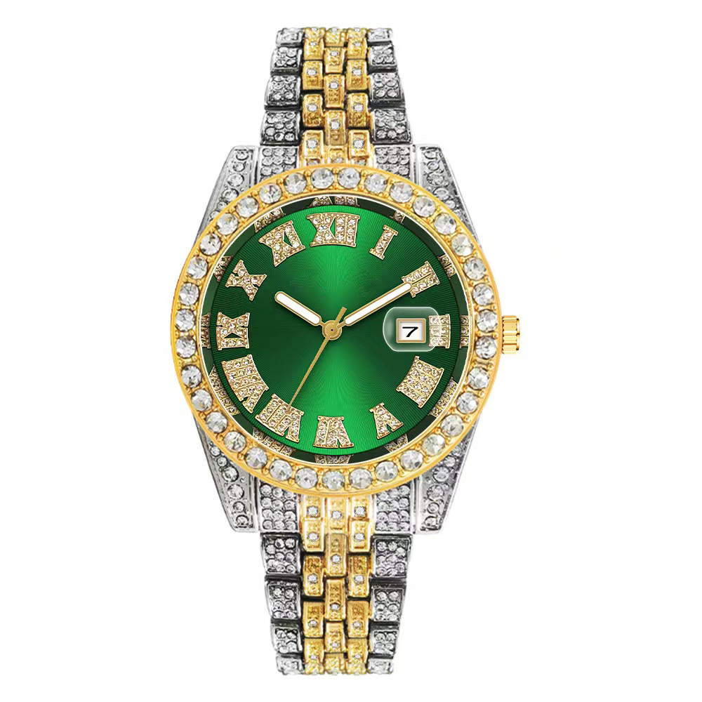Orologio al quarzo da uomo con diamanti e numeri romani_voghion.com