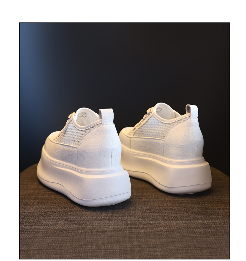 Giày sneaker nữ đế dày tăng chiều cao, kiểu dáng trắng cơ bản phối hợp mọi trang phục — màu trắng chi tiết 14