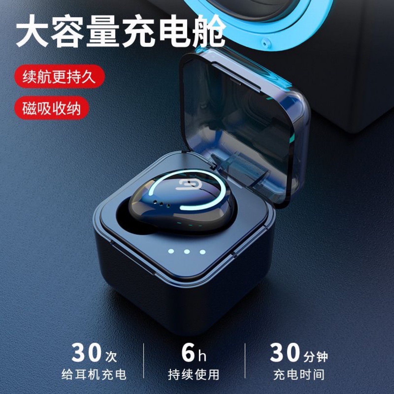 M-B8 Bluetooth Headset I8 Single Ear with Charging Compartment New Private Model Leisure Cross-Border Export Version 5.0 In-Ear Type