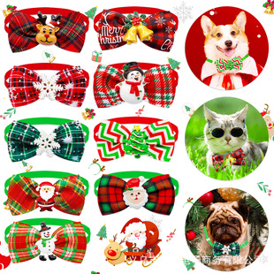 Export Pet Products New Plaid Pattern with Accessories Pet Christmas Bow Tie Cat Small Dog Bow Tie