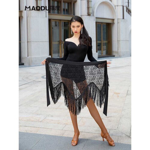 Summer Fashion Latin Dance Skirt Tassel Hip Scarf Skirt Women Adult New Dance Skirt Practice Wear Sexy Lace Skirt