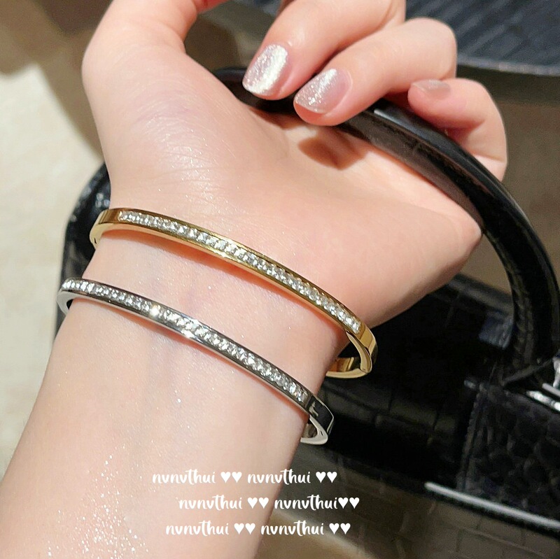 Sparkling Sugar Gem Arrangement Bracelet Glide 18K Gold Plated Shiny Zircon Bracelet Stacked
