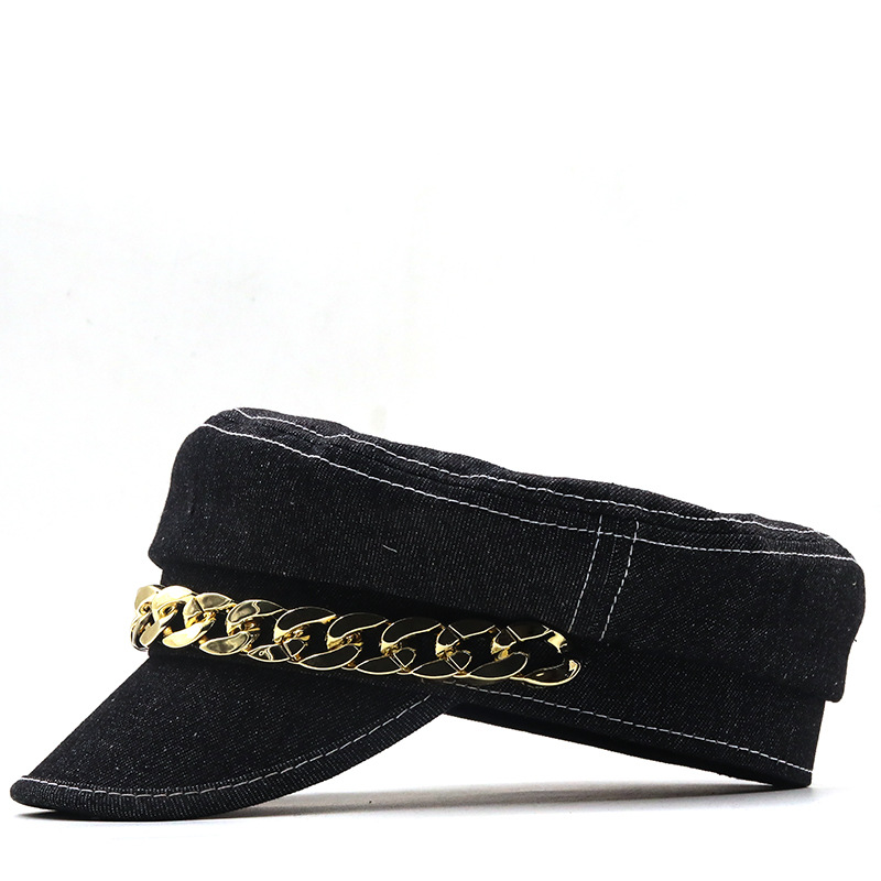 Sunscreen Chain Decor Korean Style Flat Top Navy Hat Wholesale Nihaojewelry display picture 8