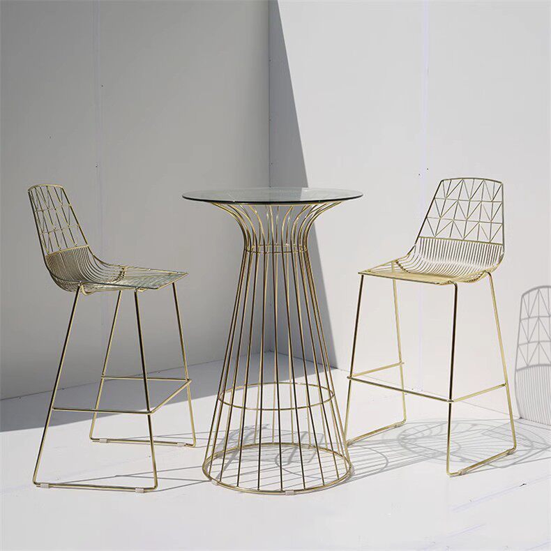 QJ-ST055B Nordic Creative Bar Counter Table for Cafes and Milk Tea Shops, Simple Outdoor Metal Round Bar Table