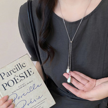 法式极简风水滴吊坠项链女2025新款小众设计感长款毛衣链百搭配饰