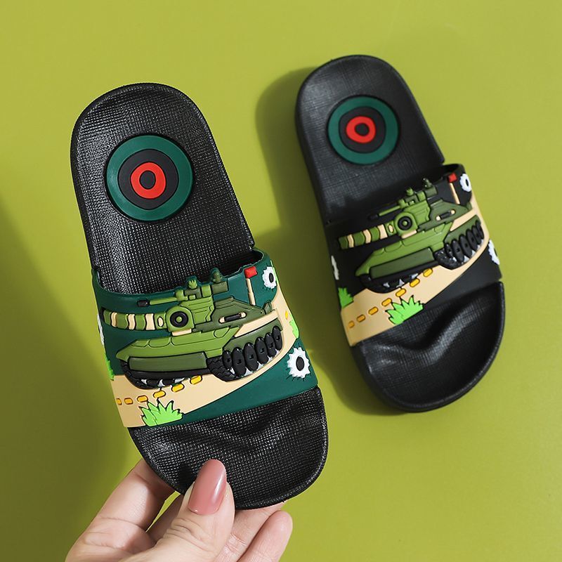 Tank Children's Slippers Summer Boys Indoor Non-Slip Soft Bottom Cartoon Three-Dimensional Middle and Large Children Parent-Child Slippers Wholesale